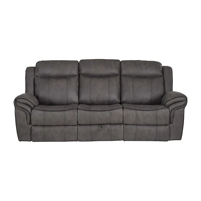 Linon Gideon Stone Grey Manual Reclining Sofa