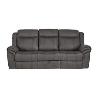 Linon Gideon Stone Grey Manual Reclining Sofa
