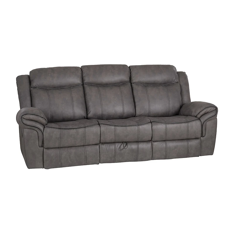 Linon Gideon Stone Grey Manual Reclining Sofa