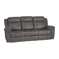 Linon Gideon Stone Grey Manual Reclining Sofa