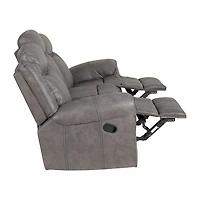 Linon Gideon Stone Grey Manual Reclining Sofa