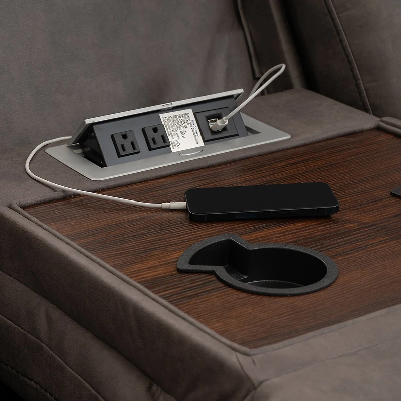 Linon Gideon Stone Grey Manual Reclining Sofa