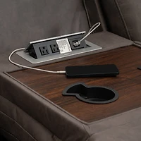 Linon Gideon Stone Grey Manual Reclining Sofa
