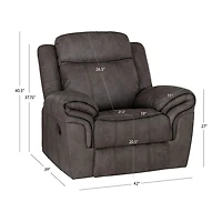 Linon Gideon Stone Grey Manual Recliner