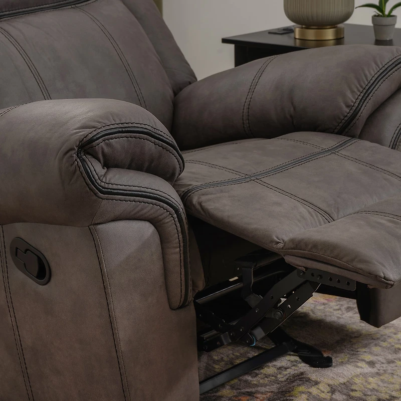 Linon Gideon Stone Grey Manual Recliner