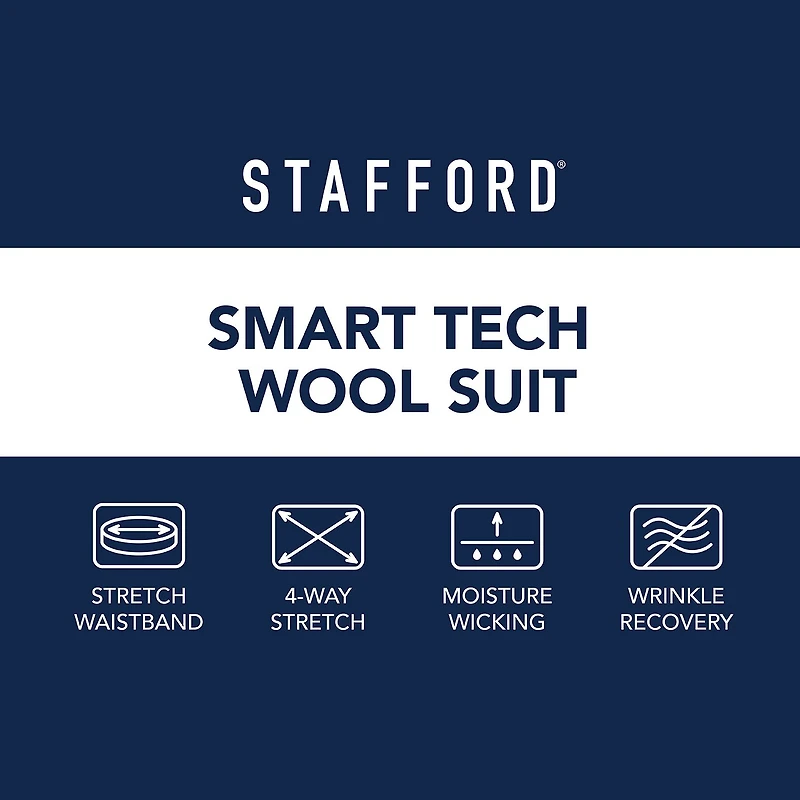 Stafford Smart Tech Mens Classic Fit Flat Front Suit Pant