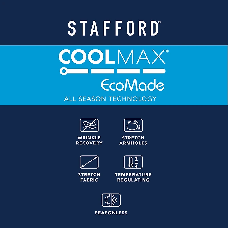 Stafford Coolmax All Season Ecomade Mens Classic Fit Plaid Big and Tall Suit Jacket