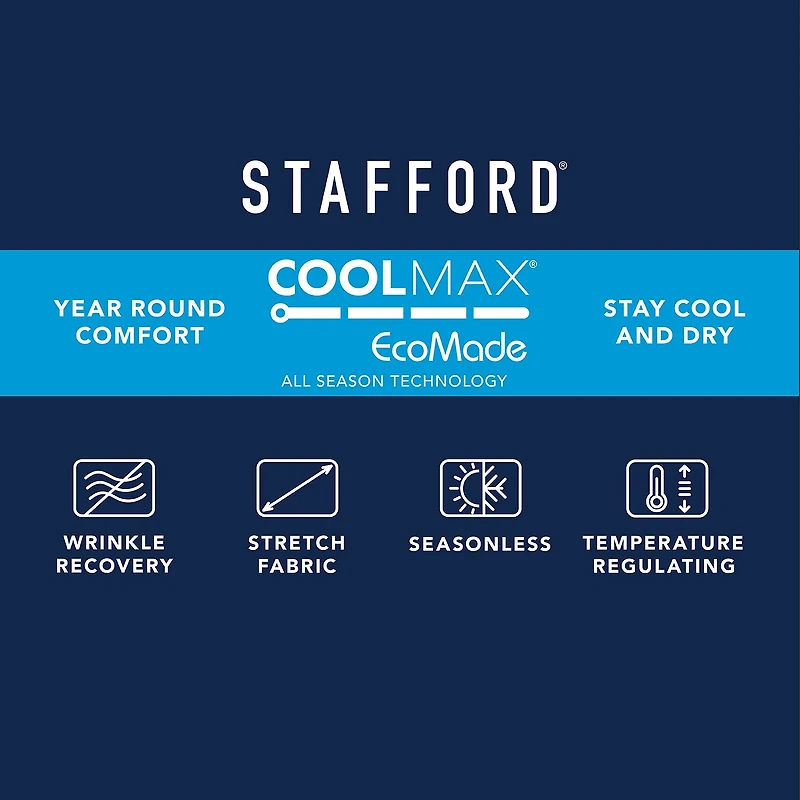 Stafford Coolmax All Season Ecomade Mens Big and Tall Stretch Fabric Classic Fit Flat Front Suit Pant
