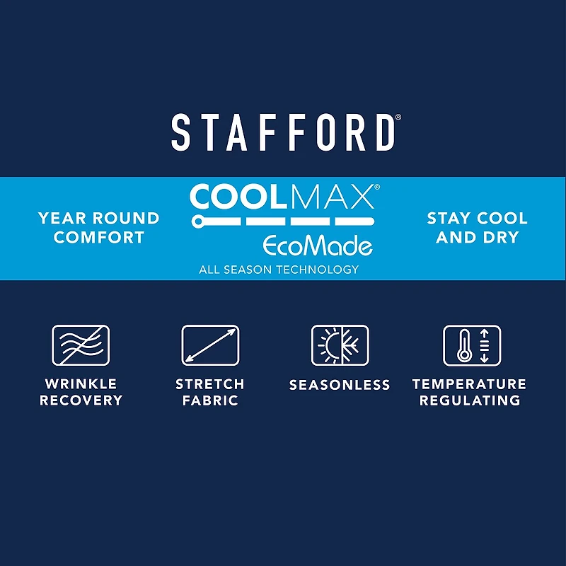 Stafford Coolmax All Season Ecomade Mens Big and Tall Classic Fit Flat Front Suit Pant