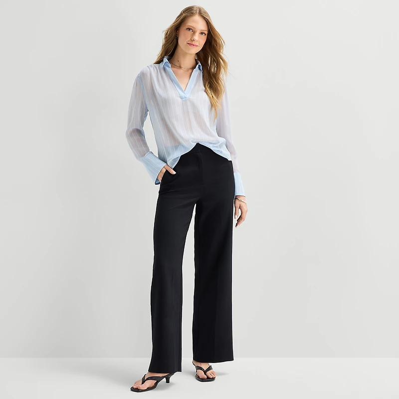 a.n.a Sheer Womens Long Sleeve Blouse