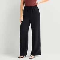 a.n.a Womens Crepe Wide Leg Mid Rise Pull-On Pant