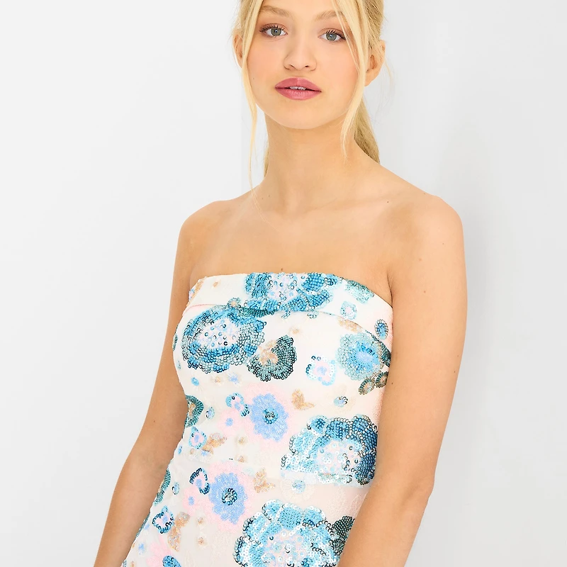 City Triangle Womens Juniors Straight Neck Sleeveless Embellished Embroidered Partially Lined Floral Bodycon Dress