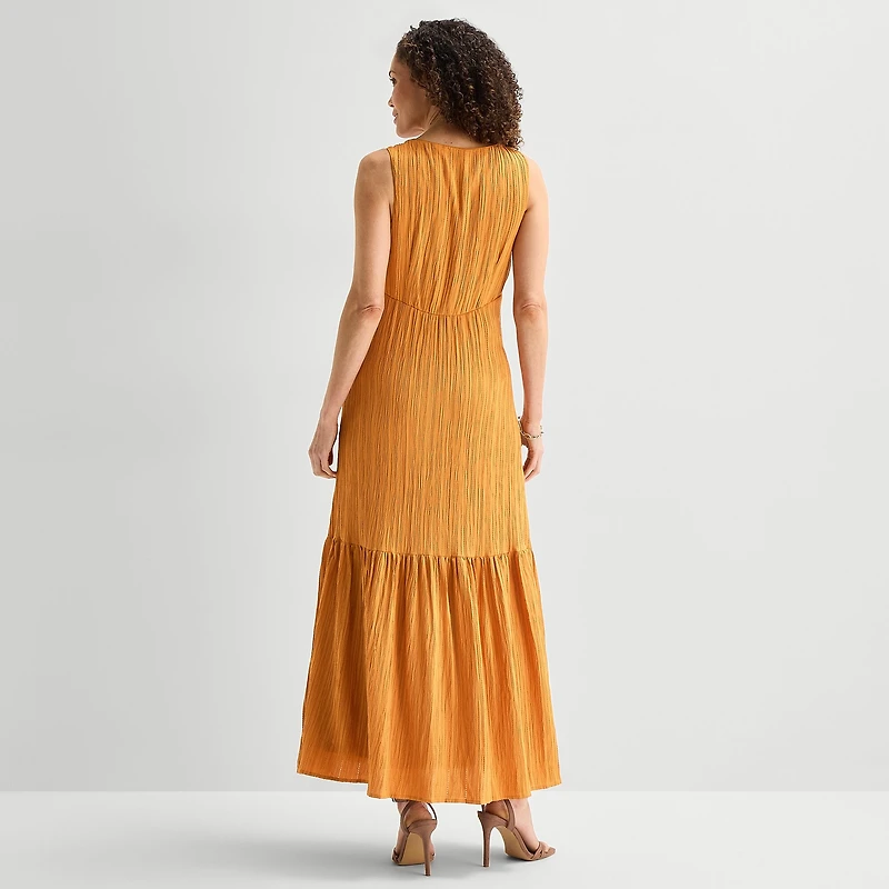 JULIAN TAYLOR Womens V Neck Sleeveless Maxi Dress