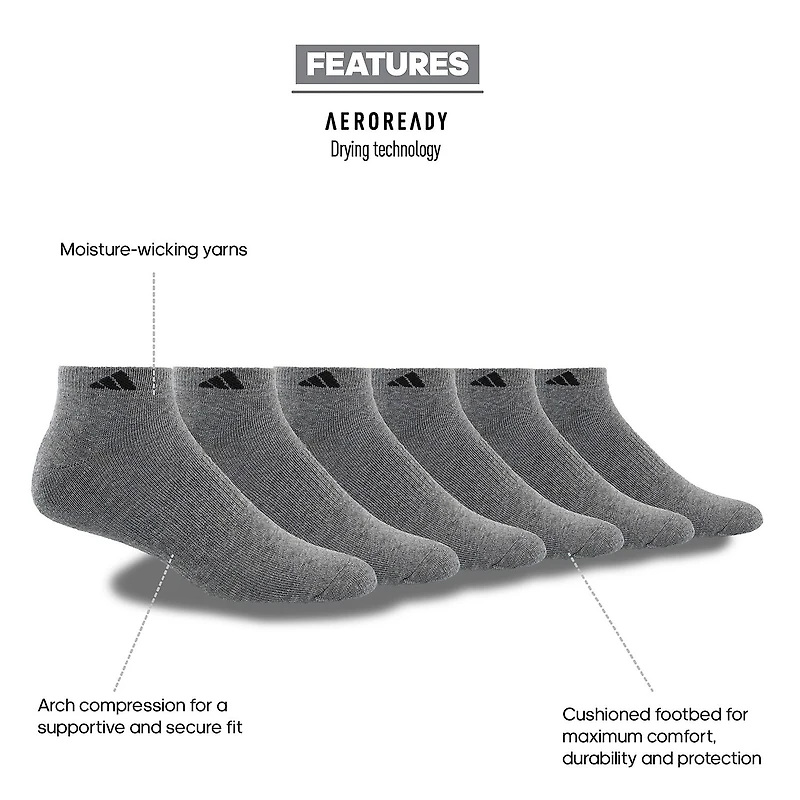 adidas Mens 6 Pair Low Cut Socks