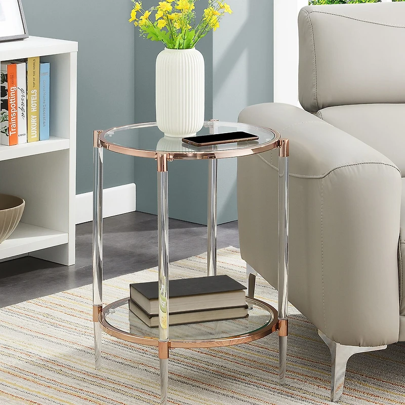 Royal Crest 2 Tier Acrylic Glass End Table