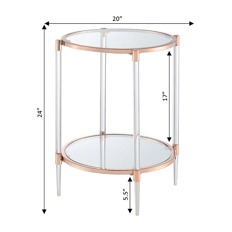 Royal Crest 2 Tier Acrylic Glass End Table