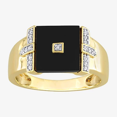 Mens 1/ CT. T.W. Genuine Black Onyx 18K Gold Over Silver Fashion Ring
