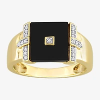Mens 1/10 CT. T.W. Genuine Black Onyx 18K Gold Over Silver Fashion Ring