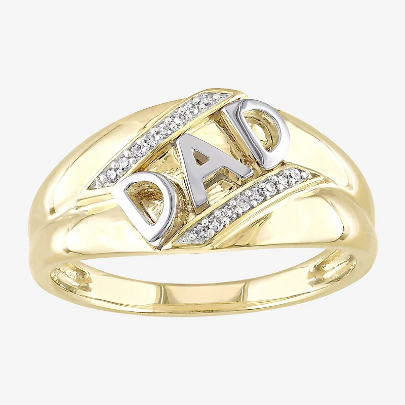 "Dad" Mens Diamond Accent Natural White 10K Gold Fashion Ring