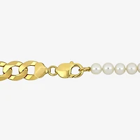 Mens White 18K Gold Over Silver 20 Inch Strand Necklace