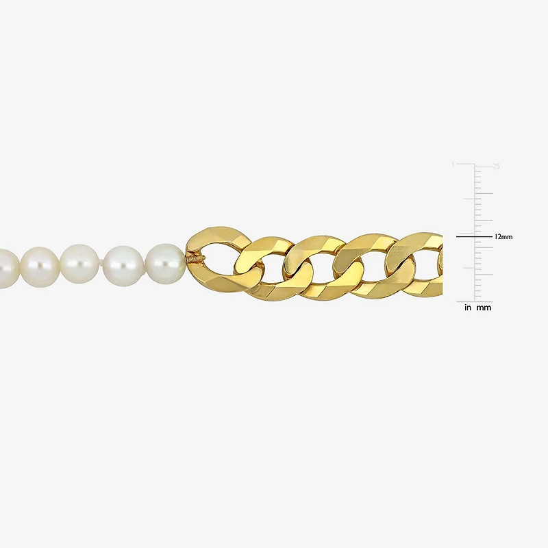 Mens White 18K Gold Over Silver 20 Inch Strand Necklace