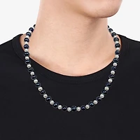 Mens White Sterling Silver Inch Strand Necklace