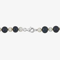 Mens White Sterling Silver Inch Strand Necklace