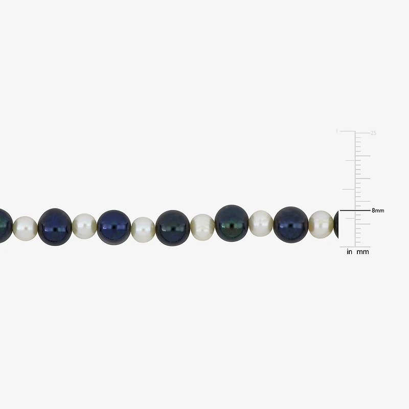 Mens White Sterling Silver Inch Strand Necklace