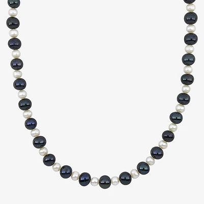 Mens White Sterling Silver Inch Strand Necklace