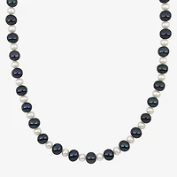 Mens White Sterling Silver Inch Strand Necklace