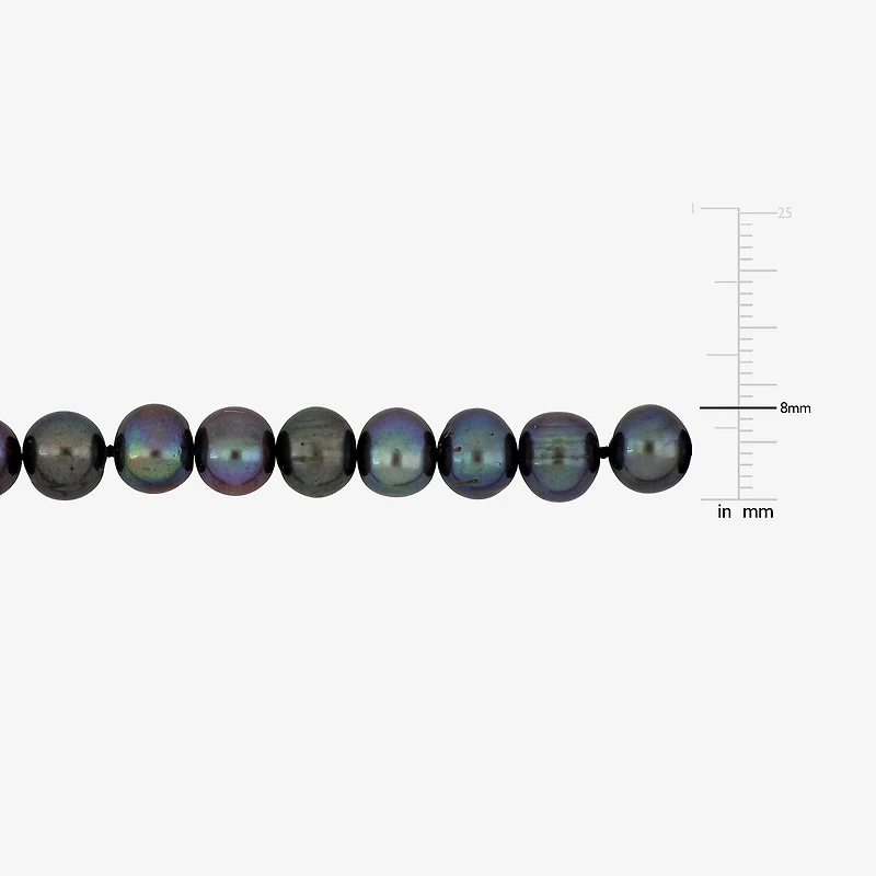 Mens Dyed Cultured Freshwater Pearl Sterling Silver Strand Bracelet