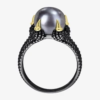Mens 10-11MM Dyed Cultured Freshwater Pearl 18K Gold Over Silver Solitaire Fashion Ring