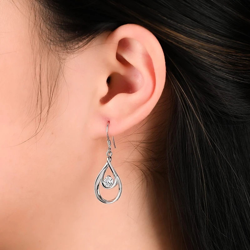 Sterling Silver Cubic Zirconia Teardrop Earrings
