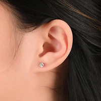 Womens Cubic Zirconia Sterling Silver Ball 3 Pair Earring Set