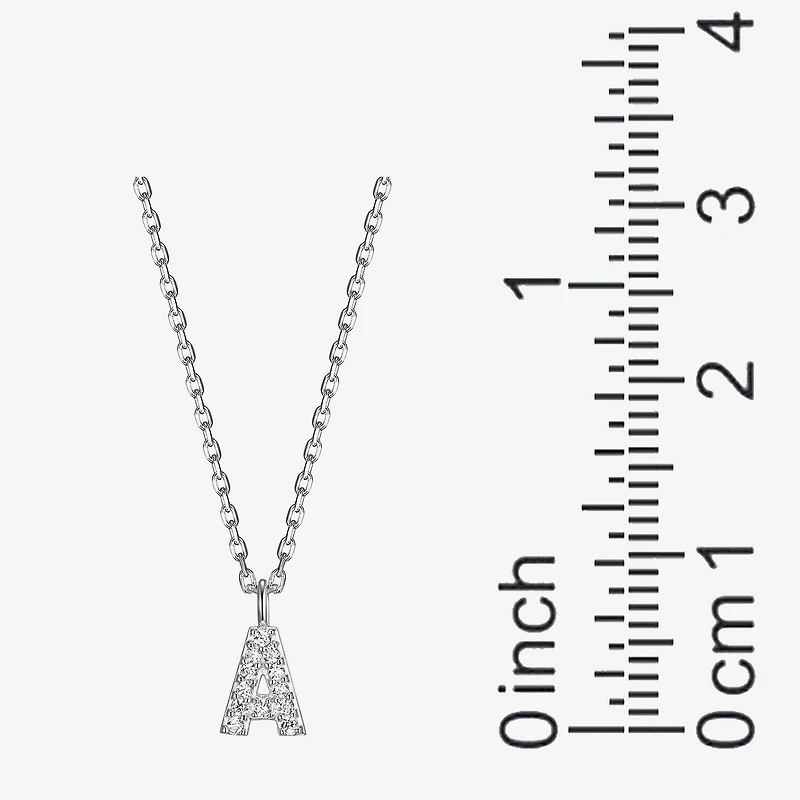 Womens Diamond Accent Cubic Zirconia Sterling Silver Round 18 Inch Pendant Necklace