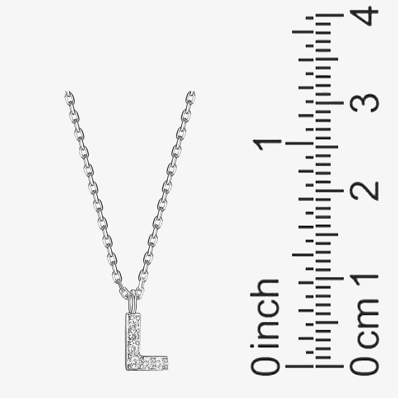 Womens Diamond Accent Cubic Zirconia Sterling Silver Round 18 Inch Pendant Necklace