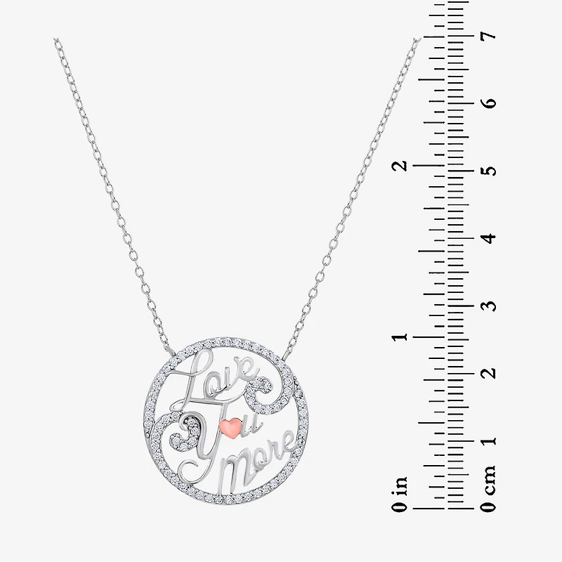 Diamonart Womens White Cubic Zirconia Sterling Silver Heart Round 18 Inch Pendant Necklace