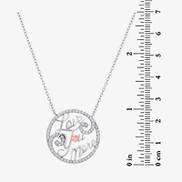 Diamonart Womens White Cubic Zirconia Sterling Silver Heart Round 18 Inch Pendant Necklace