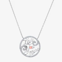 Diamonart Womens White Cubic Zirconia Sterling Silver Heart Round 18 Inch Pendant Necklace