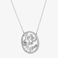 Diamonart Womens White Cubic Zirconia Sterling Silver Heart Round 18 Inch Pendant Necklace
