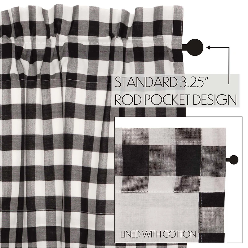 Vhc Brands Annie Check Prairie Rod Pocket Tailored Valance
