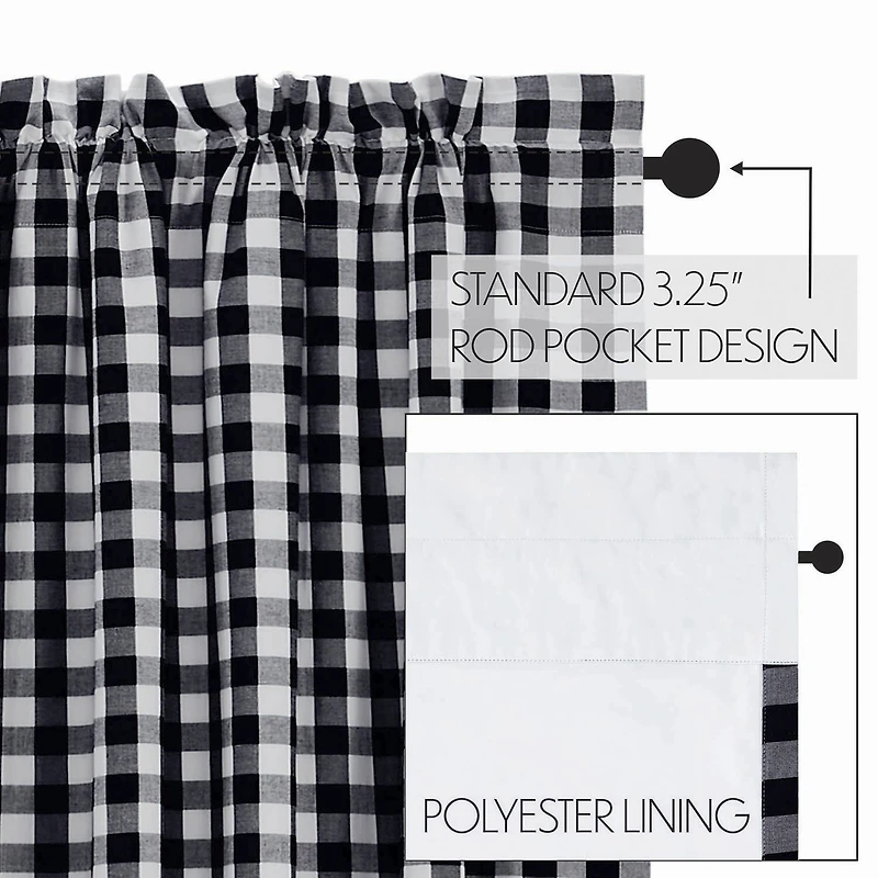 Vhc Brands Annie Check Rod Pocket Blackout Single Curtain Panel