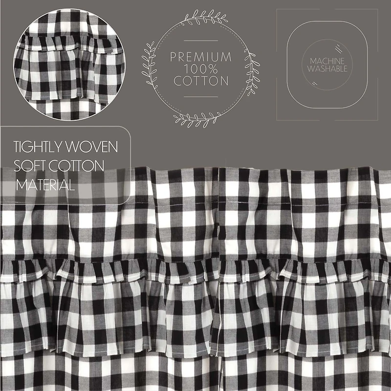 Vhc Brands Annie Check Ruffle Prairie Rod Pocket Tailored Valance