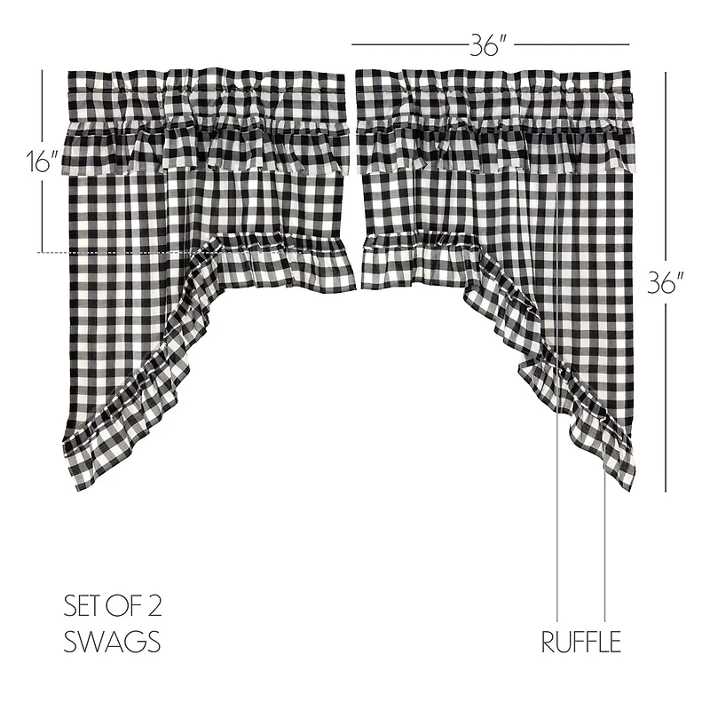 Vhc Brands Annie Check Ruffle Rod Pocket Tailored Valance