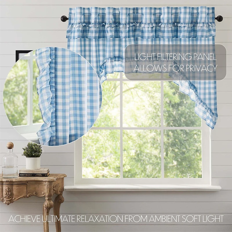 Vhc Brands Annie Check Ruffle Rod Pocket Tailored Valance