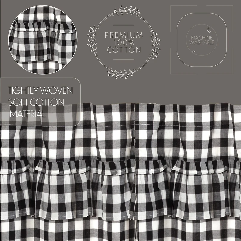 Vhc Brands Annie Check Ruffle Rod Pocket Tailored Valance