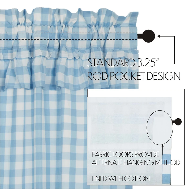 Vhc Brands Annie Check Ruffle Rod Pocket Tailored Valance