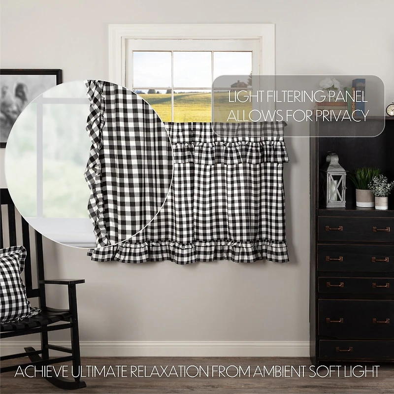 Vhc Brands Annie Check Ruffle 2-pc. Rod Pocket Window Tier