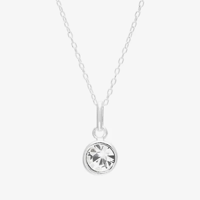 Itsy Bitsy Birthstone Crystal Sterling Silver 18 Inch Cable Pendant Necklace