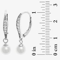 Silver Treasures Sterling Silver Simulated Pearl Drop Earrings